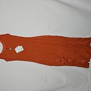 NWT by egreis burnt orange fall pull on ribbed midi body con stretchy dress sz S